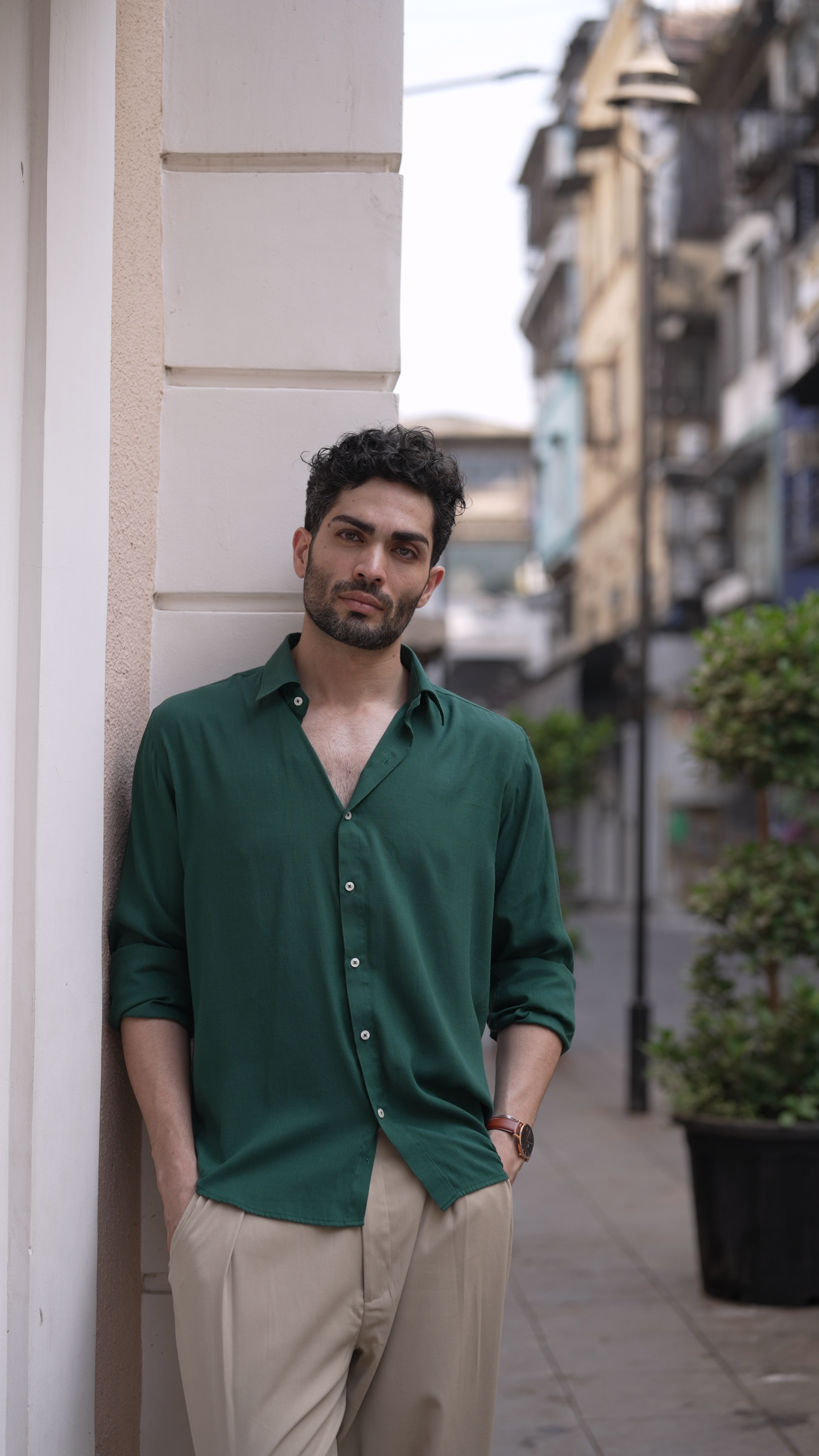 Men's Forest Green Cloudweave Button-Down Shirt