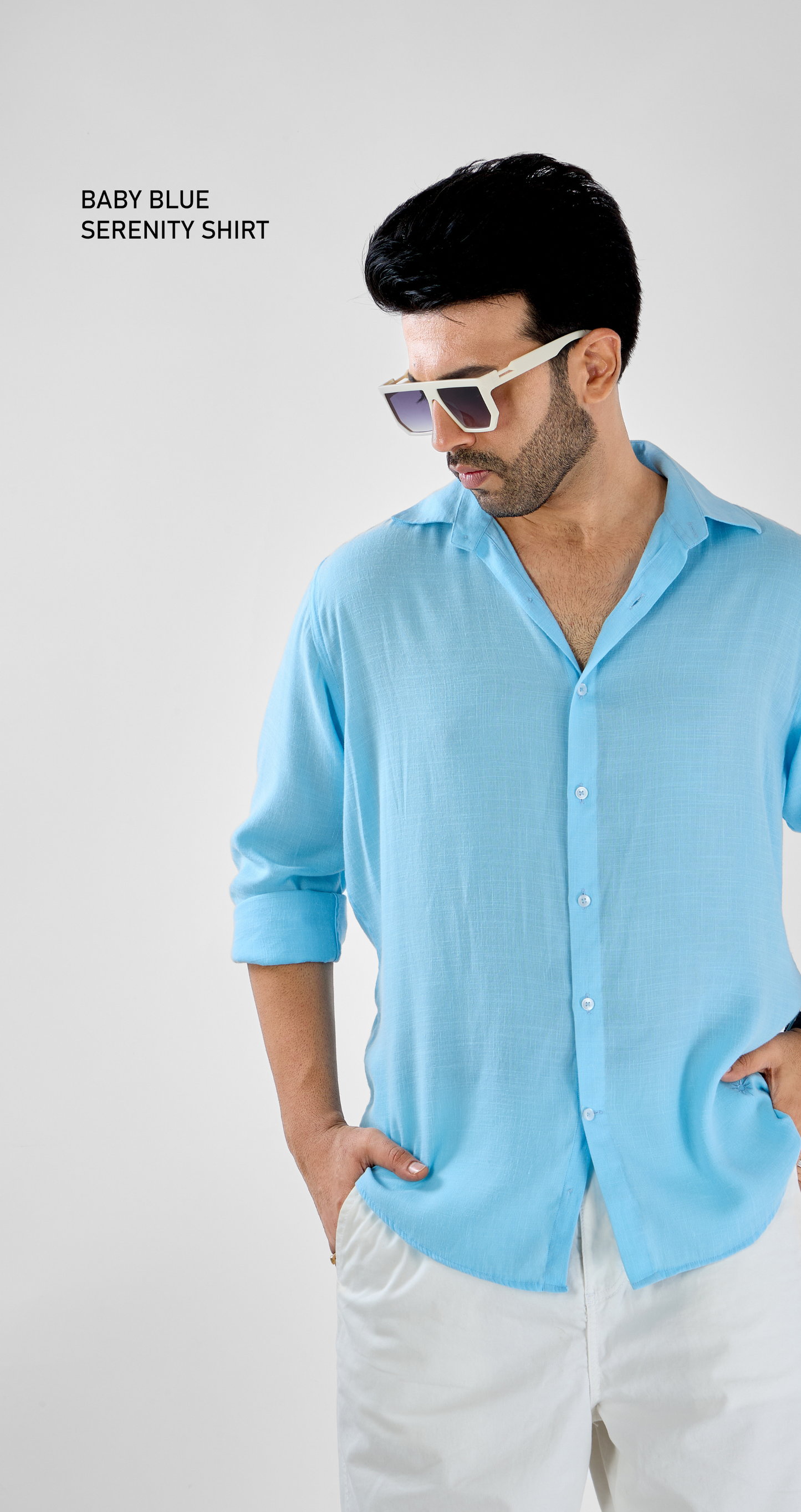 Mens Serenity Baby Blue Pastel Shirt - Super Comfortable | All Weather Fabric | Luxury Fabric