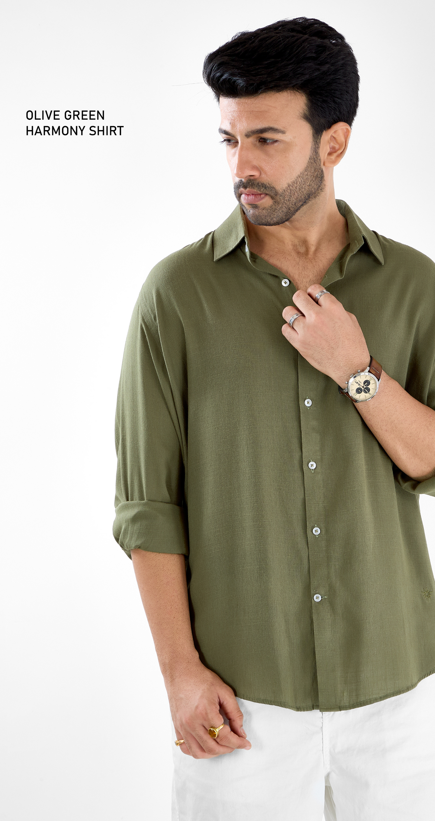 Mens Olive Green Pastel Harmony Shirt -Super Comfortable | All Weather Fabric | Luxury Fabric