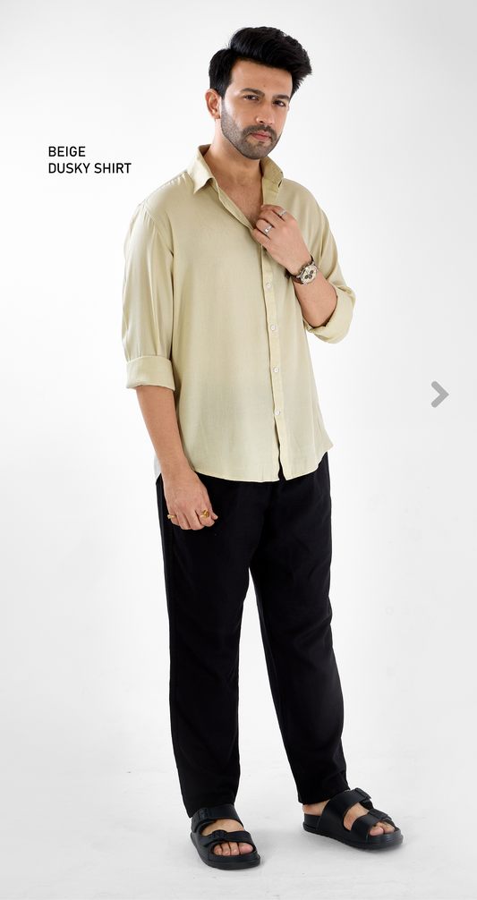 Mens Dusky Beige Pastel Shirt - Super Comfortable | All Weather Fabric | Luxury Fabric