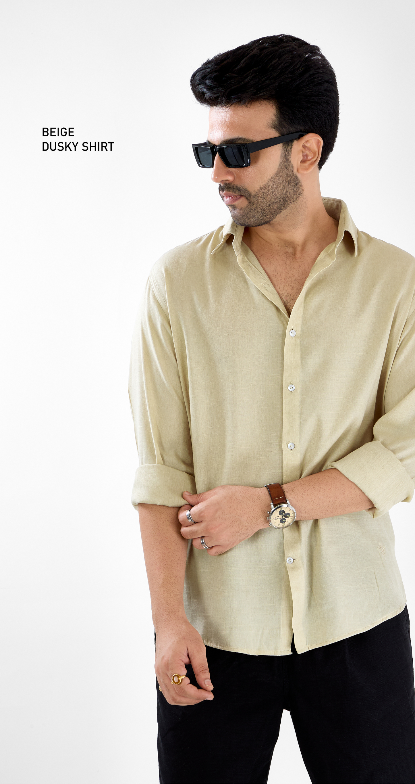 Mens Dusky Beige Pastel Shirt - Super Comfortable | All Weather Fabric | Luxury Fabric