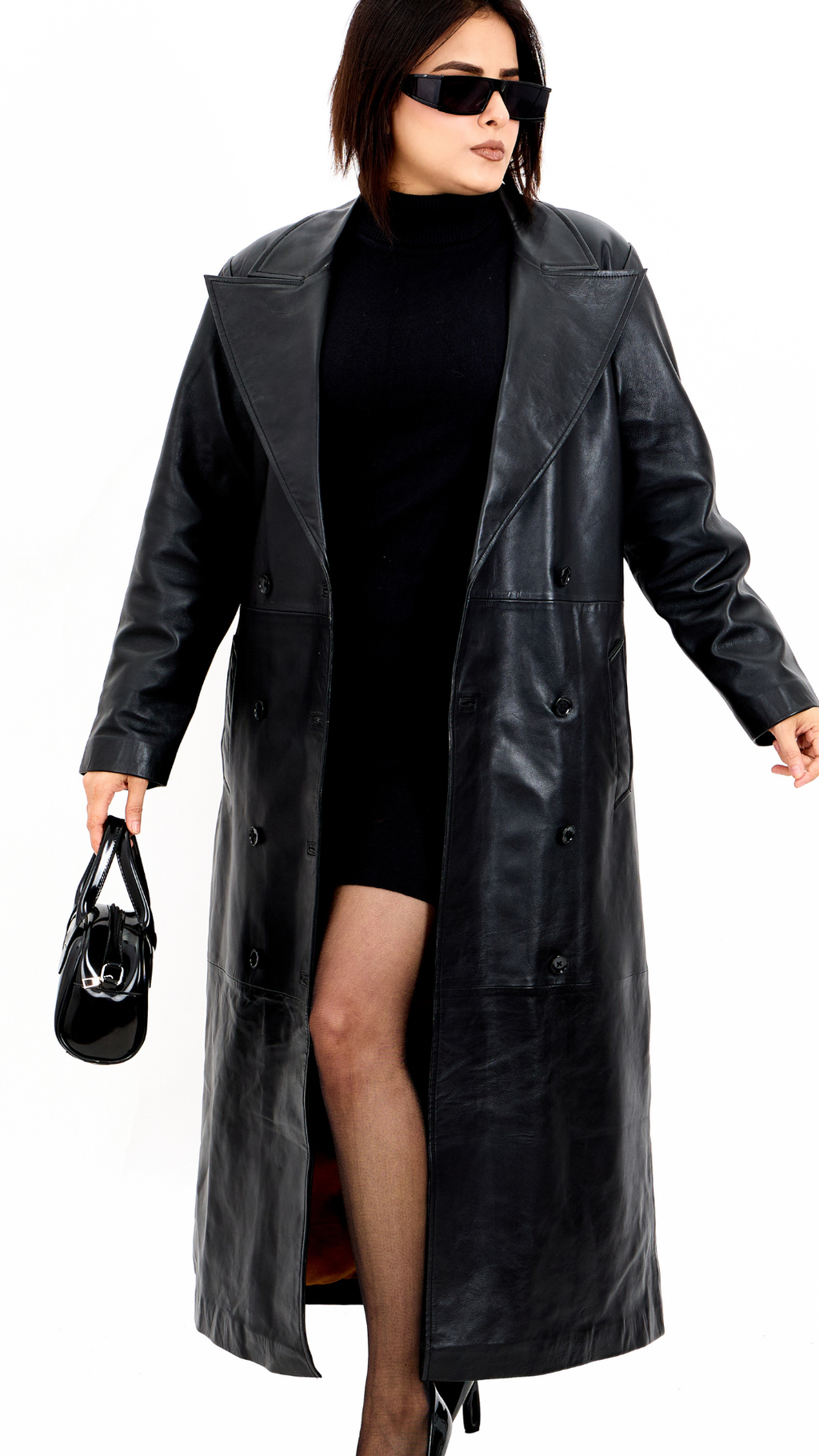 Double-Breasted Leather Trench