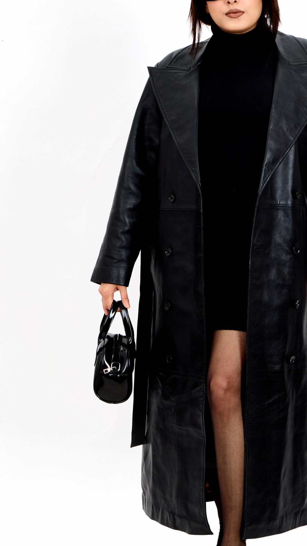 Double-Breasted Leather Trench