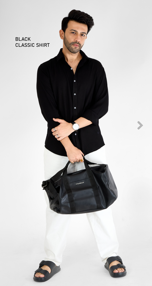 Mens Classic Black Shirt - Super Comfortable | All Weather Fabric | Luxury Fabric