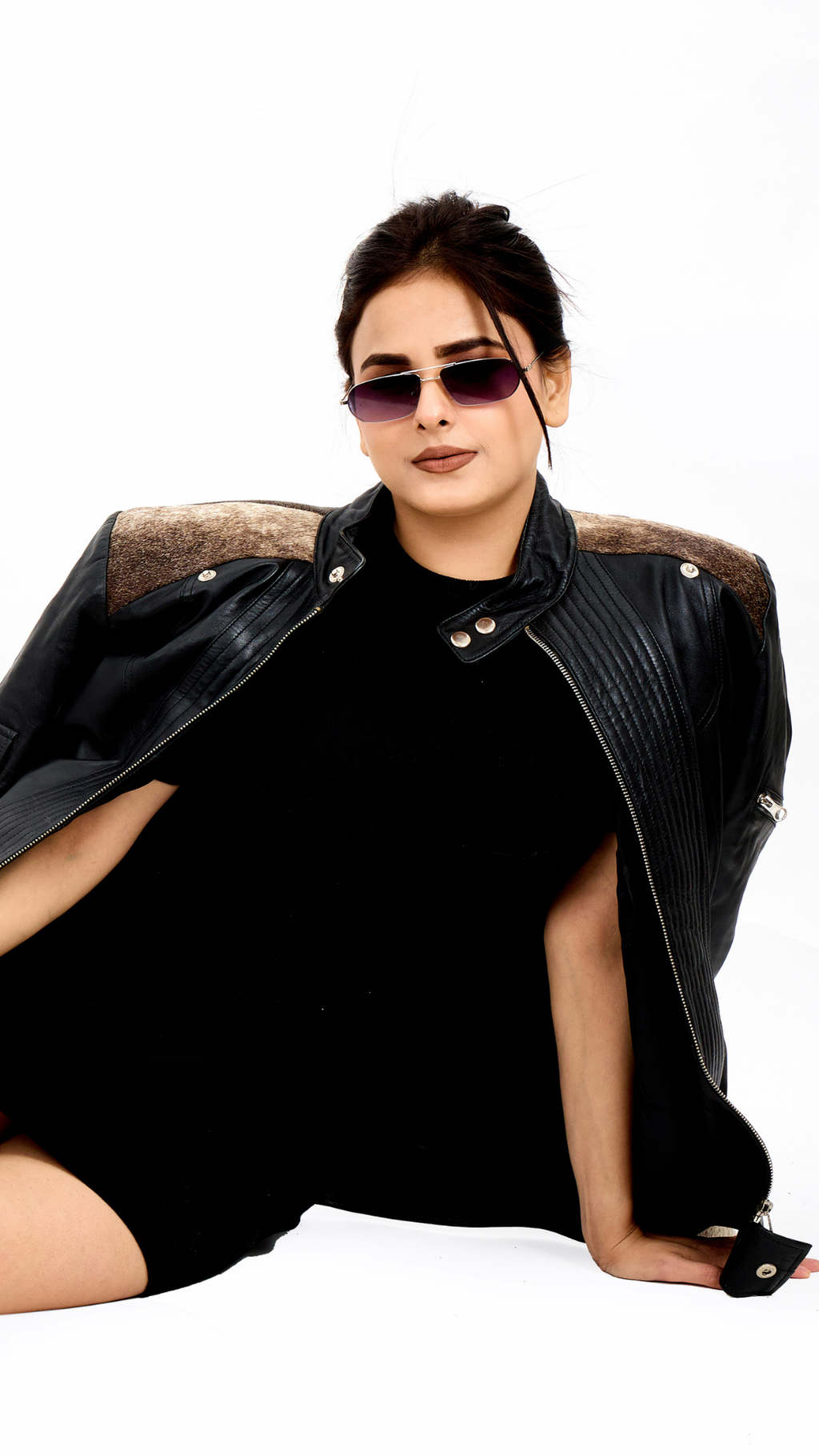 Contrast Fur Leather Jacket