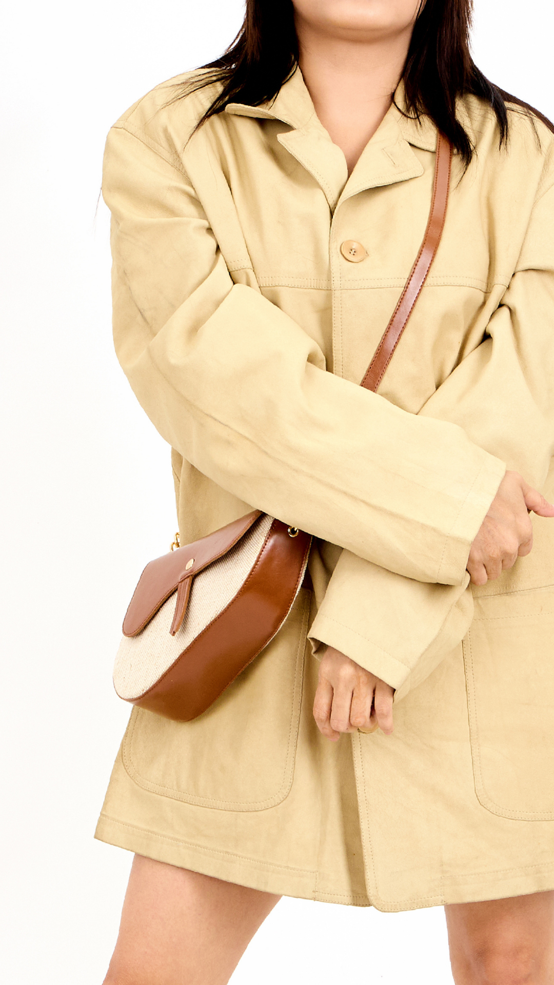 Coral Leather Shirt Jacket