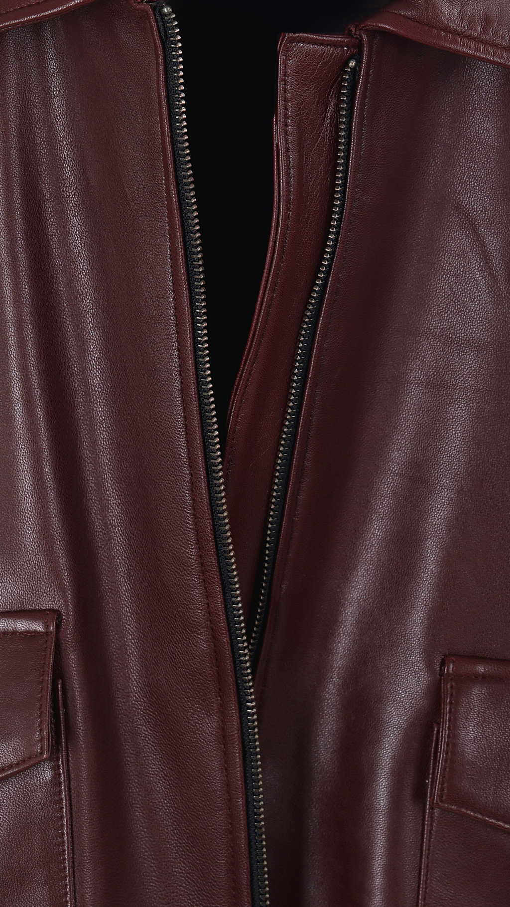 Burgundy Bomber Leather Jacket