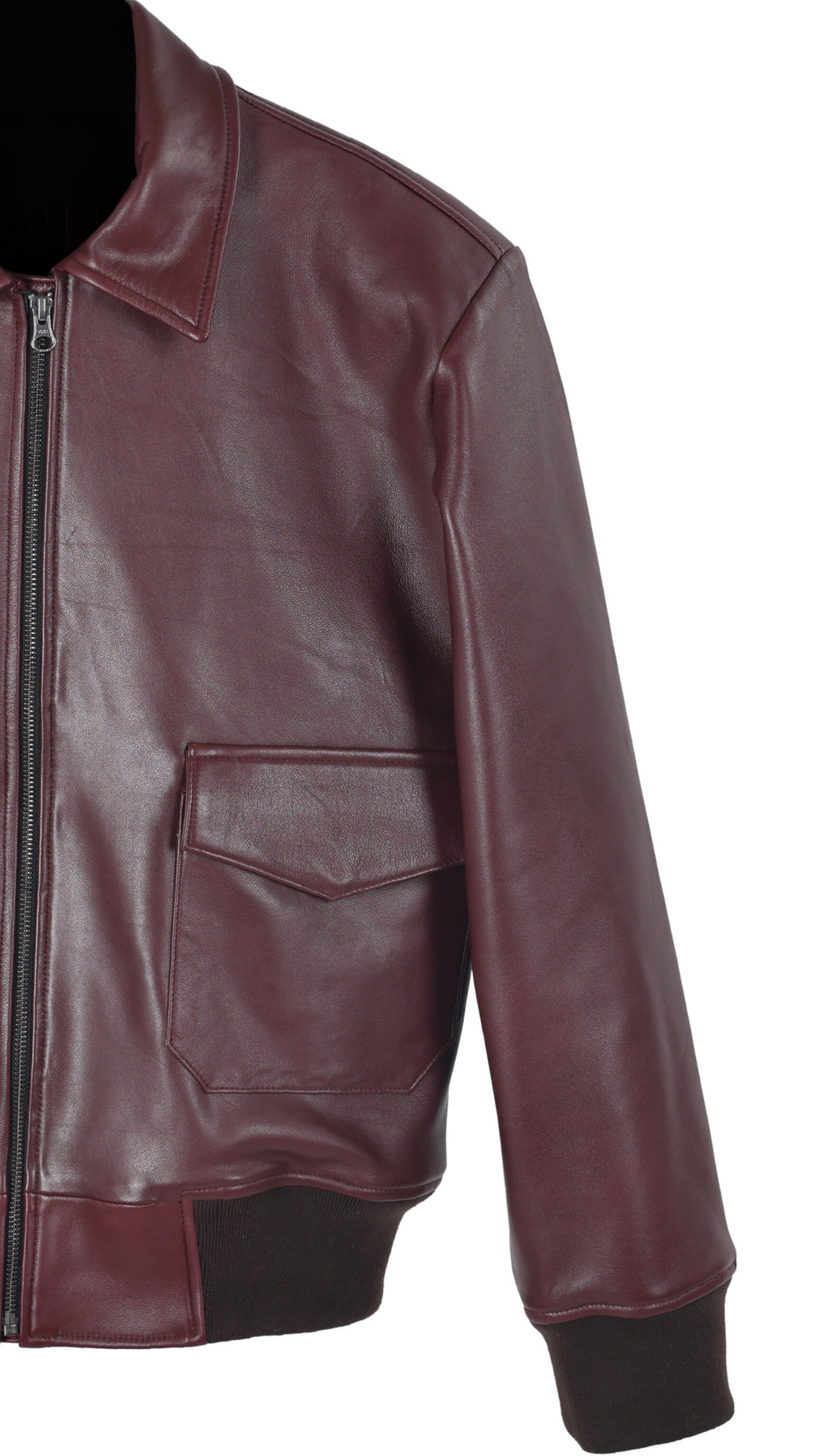 Burgundy Bomber Leather Jacket