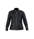 Black leather jacket with zippers on a white background