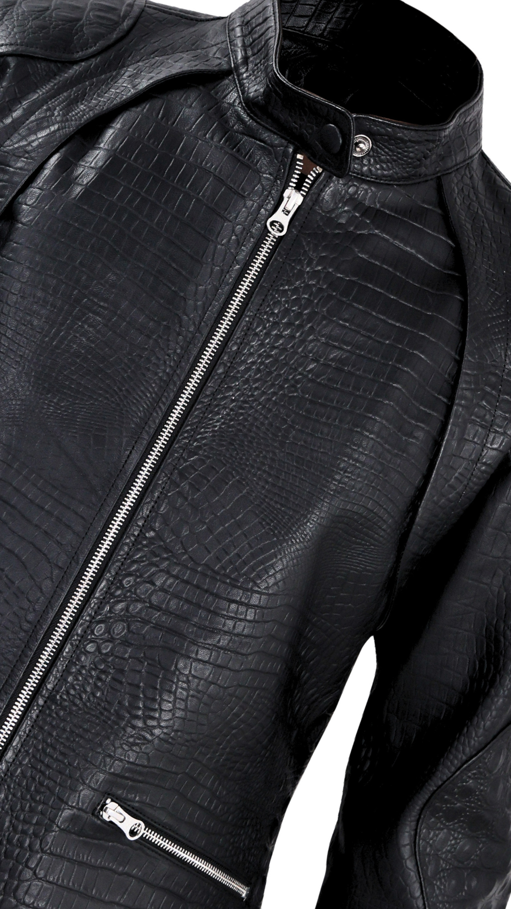 Crocodile Embossed Men's Leather Jacket | Special Edition