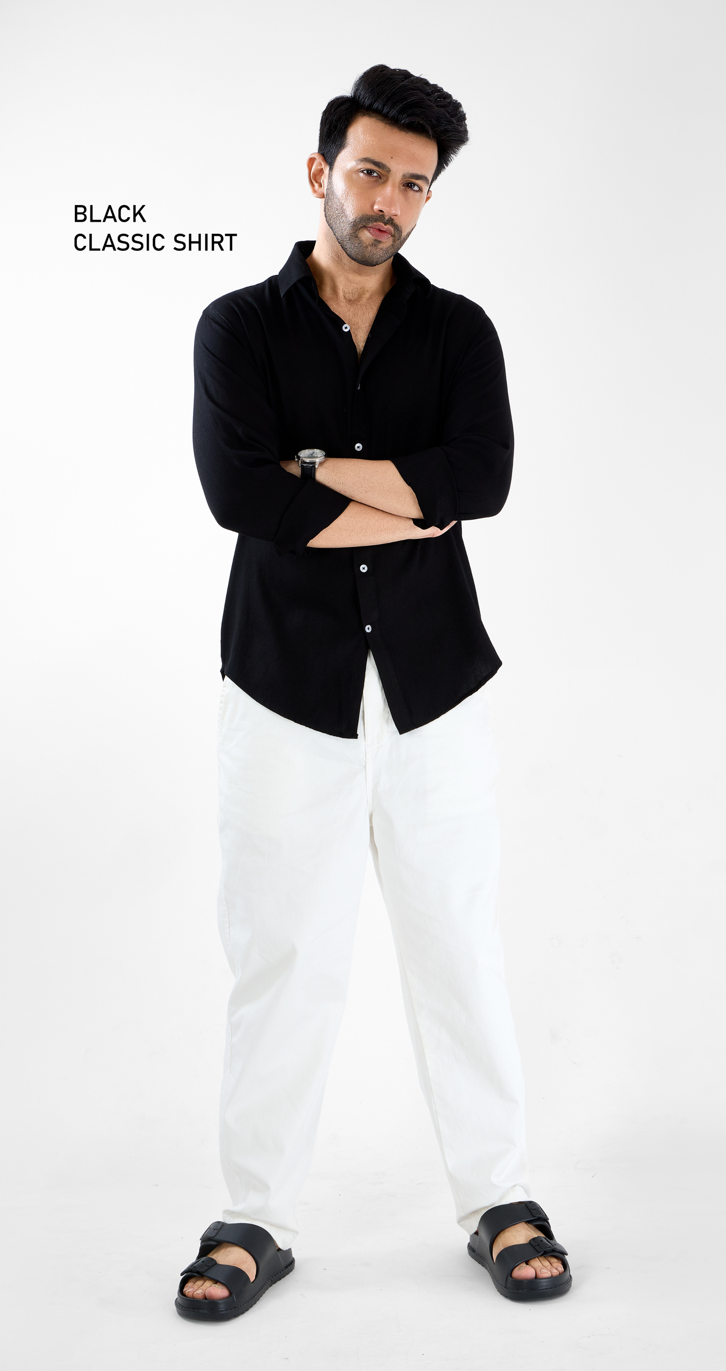 Mens Classic Black Shirt - Super Comfortable | All Weather Fabric | Luxury Fabric
