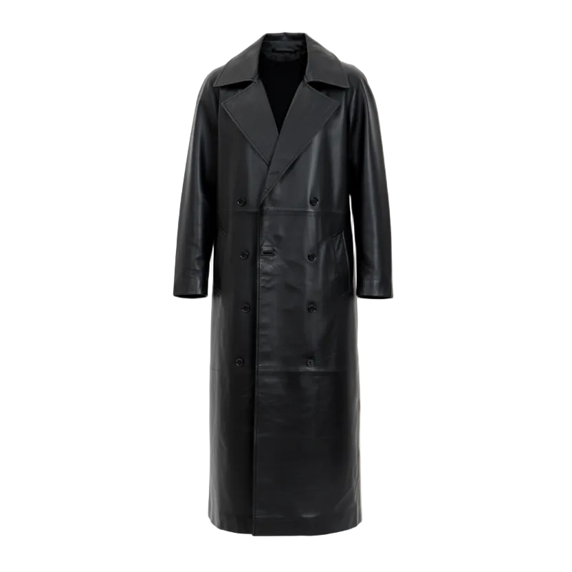 Black leather coat on a white background