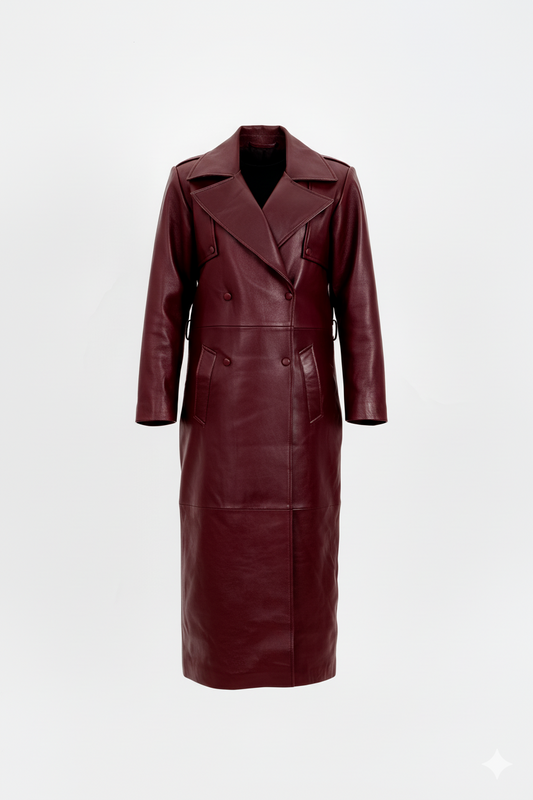 Women's Burgundy Long Coat | Sartorial Icon
