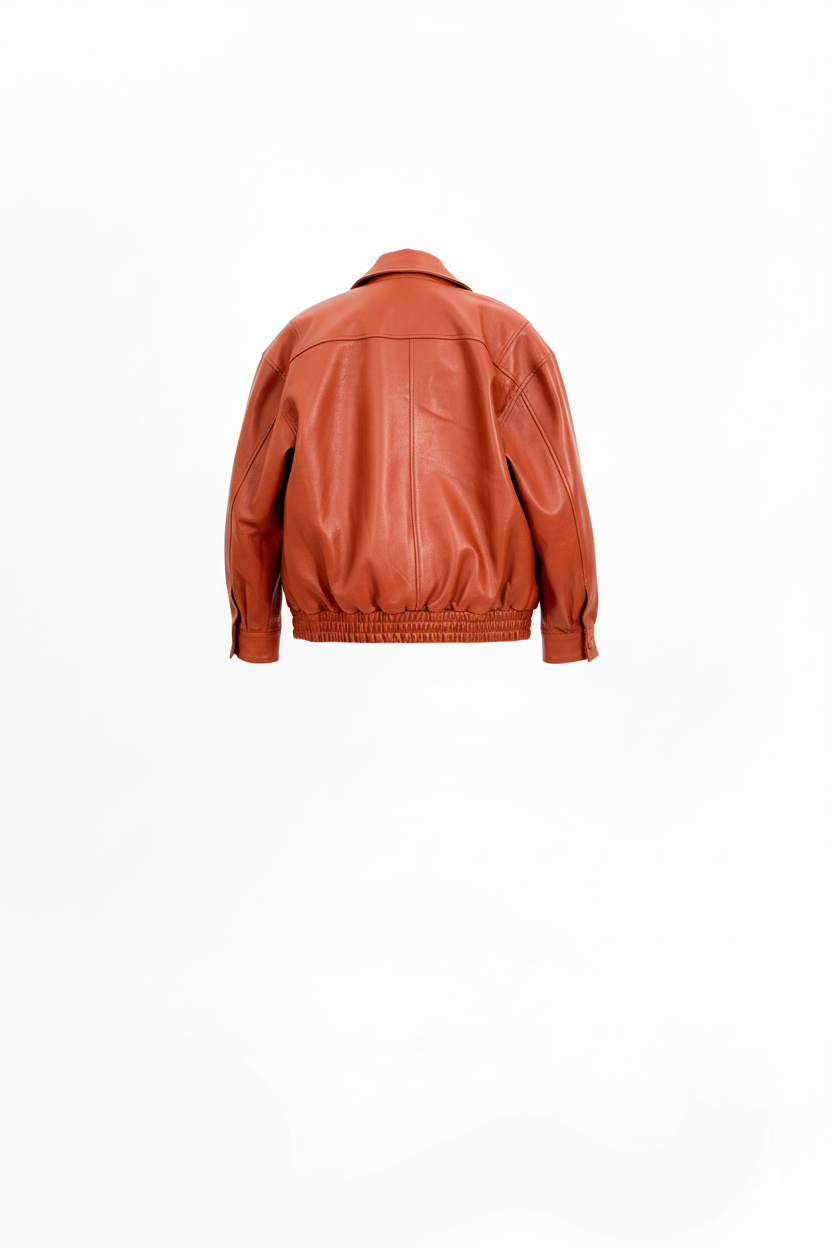 Women's Rust Orange Overshirt Leather Jacket