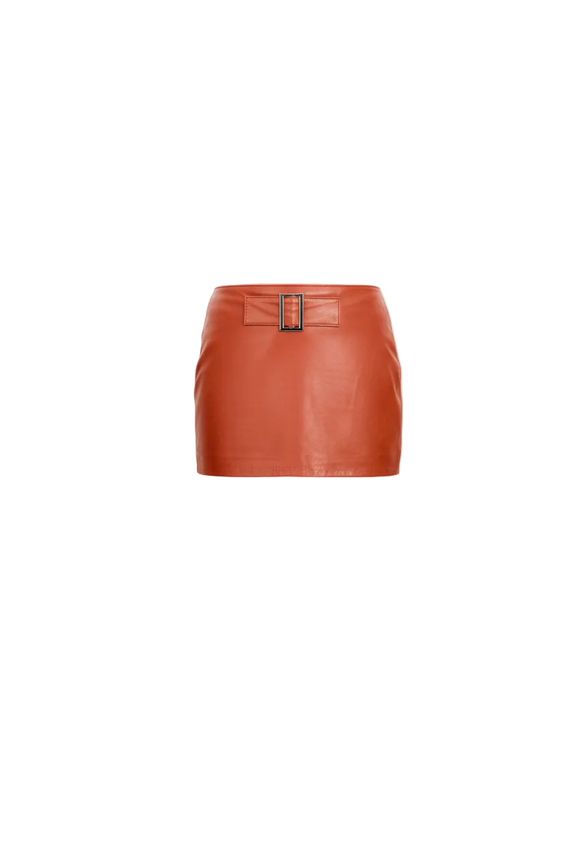 Brown leather skirt on a white background