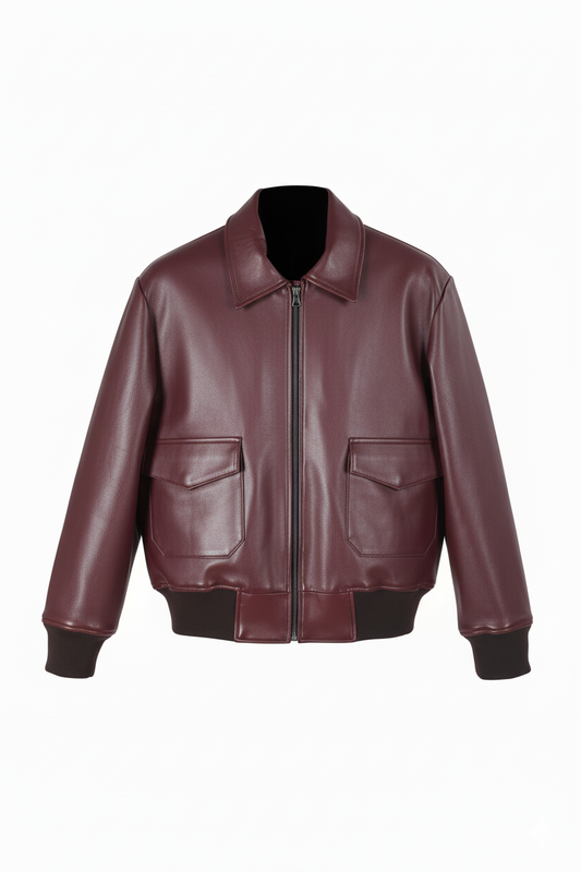 Maroon leather jacket 